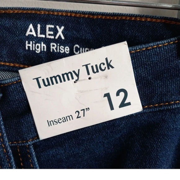 iT Tummy Tuck Jeans Women's Size 12 Dark Wash Distressed Cotton Blend Stretch - Picture 3 of 9